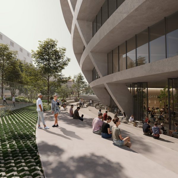 Render of people sitting beside The Grand Ballroom