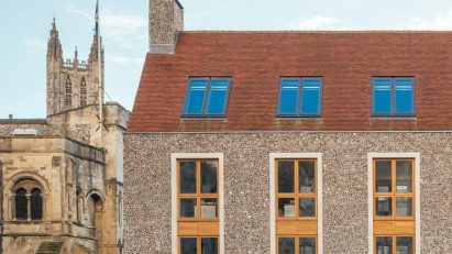 Flint clad school building