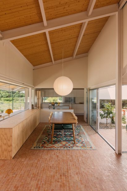 Dining room with tiled floor and adjoining patio