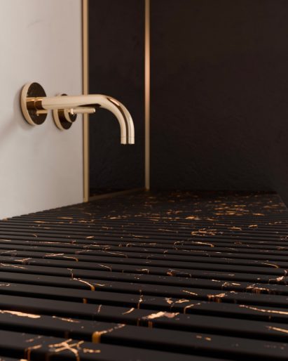 Close-up of marble sink