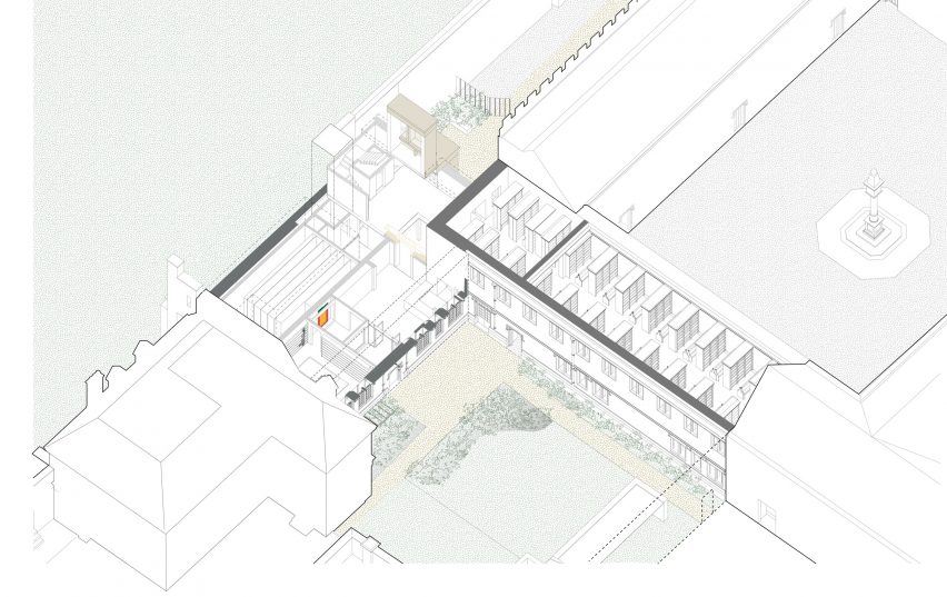 Axonometric of The Spencer Building by Wright & Wright