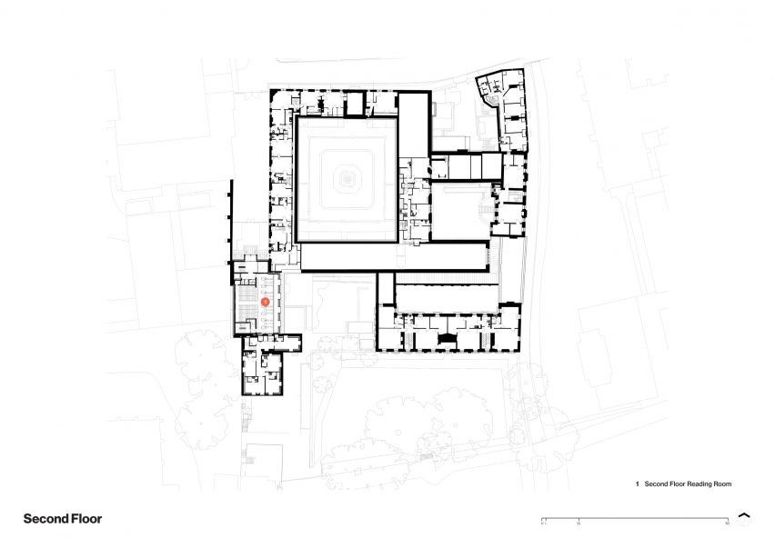 Second floor plan of The Spencer Building by Wright & Wright
