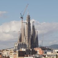 Tower of Jesus Christ under construction at the Sagrada Familia in Barcelona