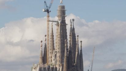 Tower of Jesus Christ under construction at the Sagrada Familia in Barcelona