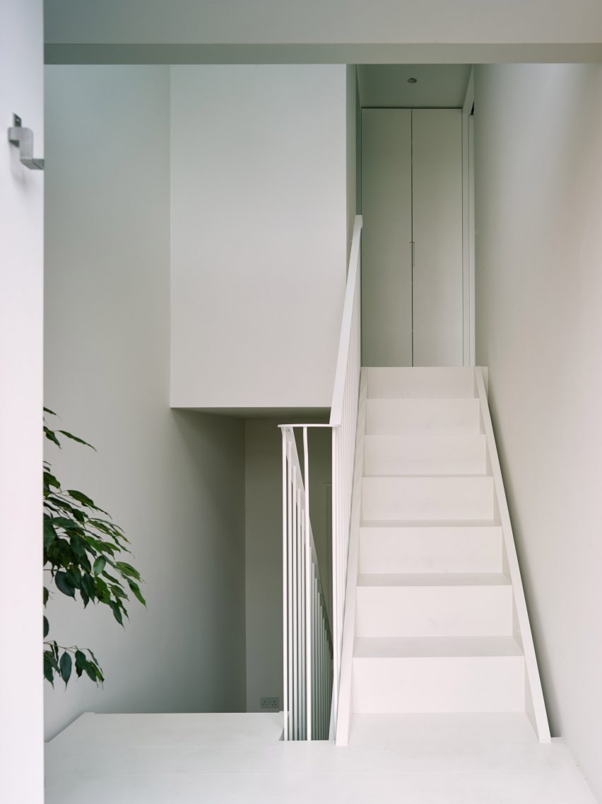 Staircase in Stone and Steel House extension by DGN Studio and Sarah Izod