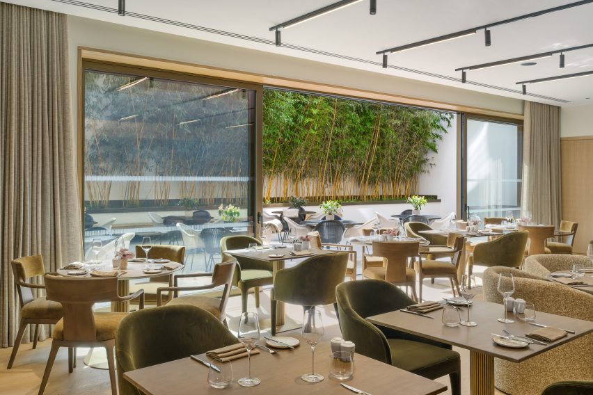 Dining area with doors opening to outside