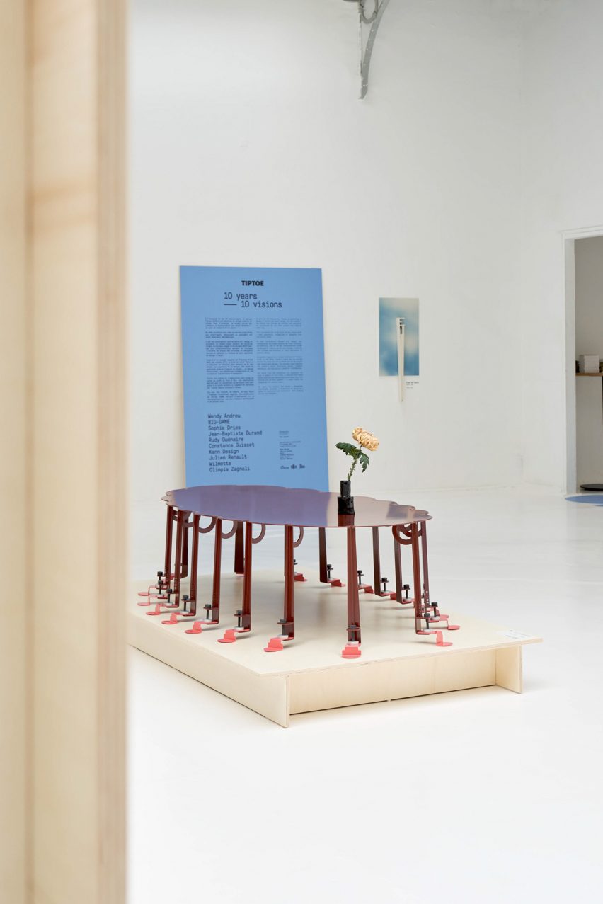 Wendy Andreu's table for Tiptoe's 10th birthday featuring many inverted legs