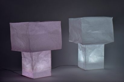 Paper lamps glowing in the dark