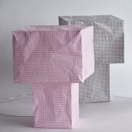 Paper lamps on white background