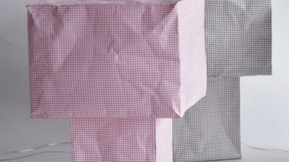 Paper lamps on white background