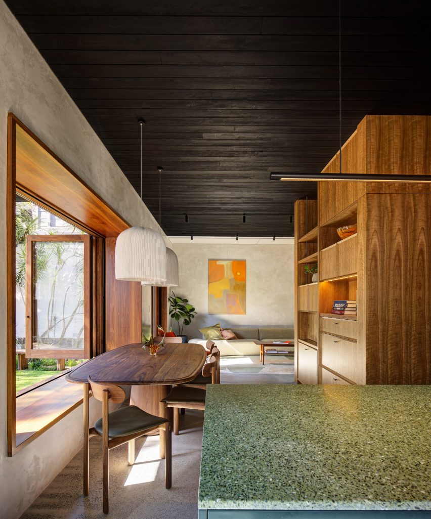 Kitchen and living space with window seat
