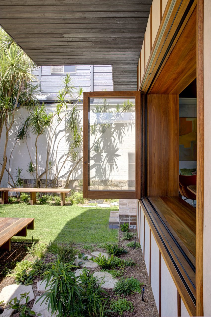 Window seat opening onto garden