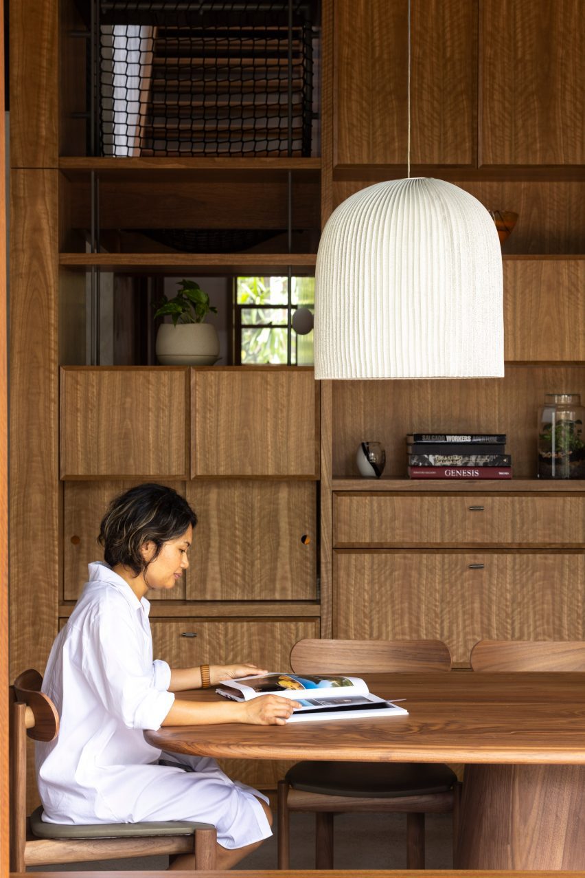 Dining space with timber cabinetry