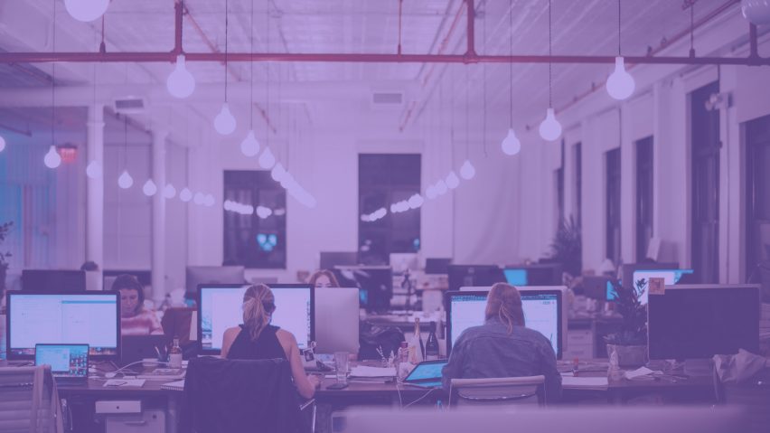 People working late in an office