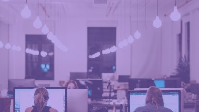 People working late in an office