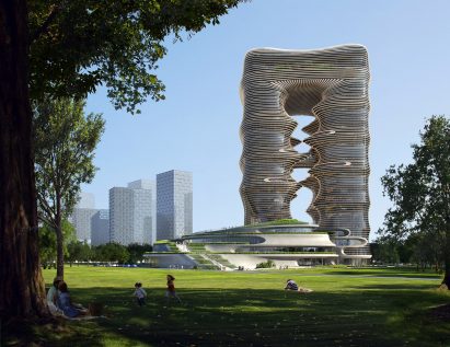 Render of a sinuous high rise by Zaha Hadid Architects