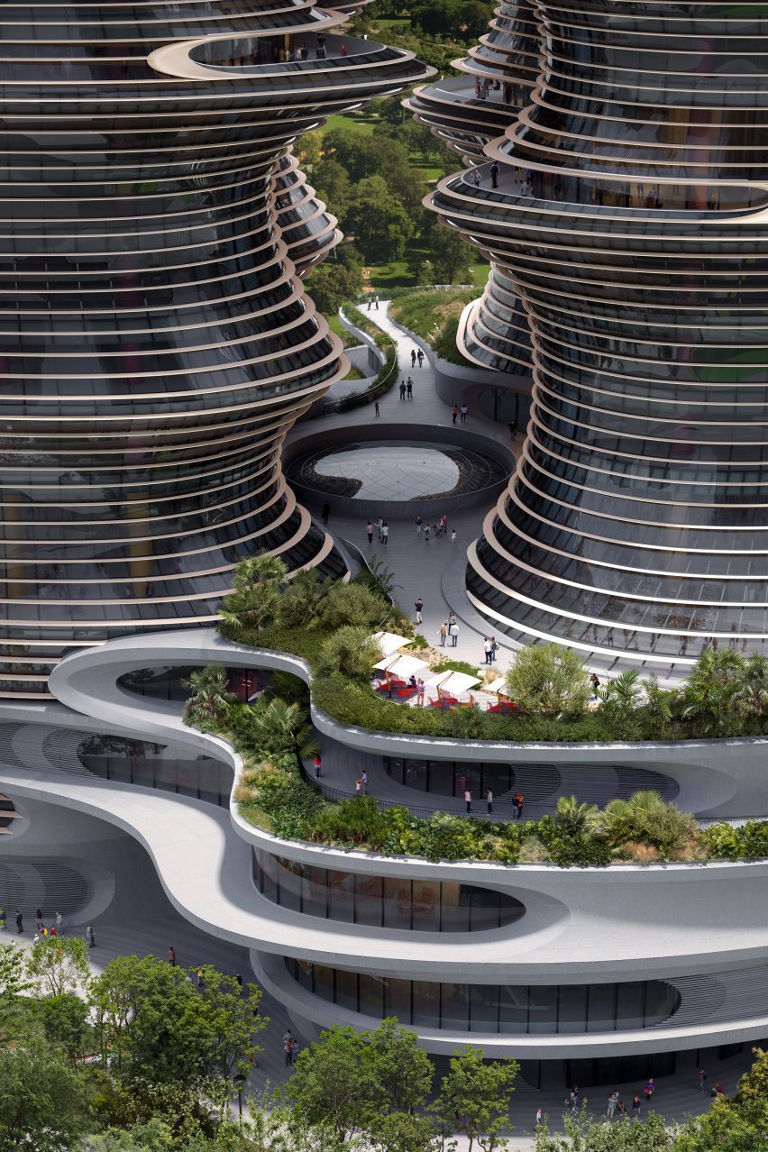 Render of the Yidan Center by Zaha Hadid Architects