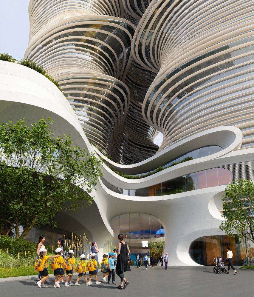 Render of the Yidan Center by Zaha Hadid Architects