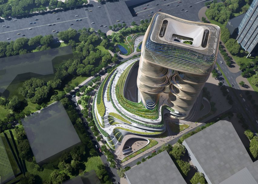 Render of the Yidan Center by Zaha Hadid Architects