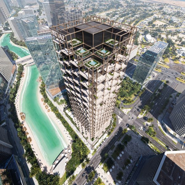 Full view of the Symphony Tower by Zaha Hadid Architects