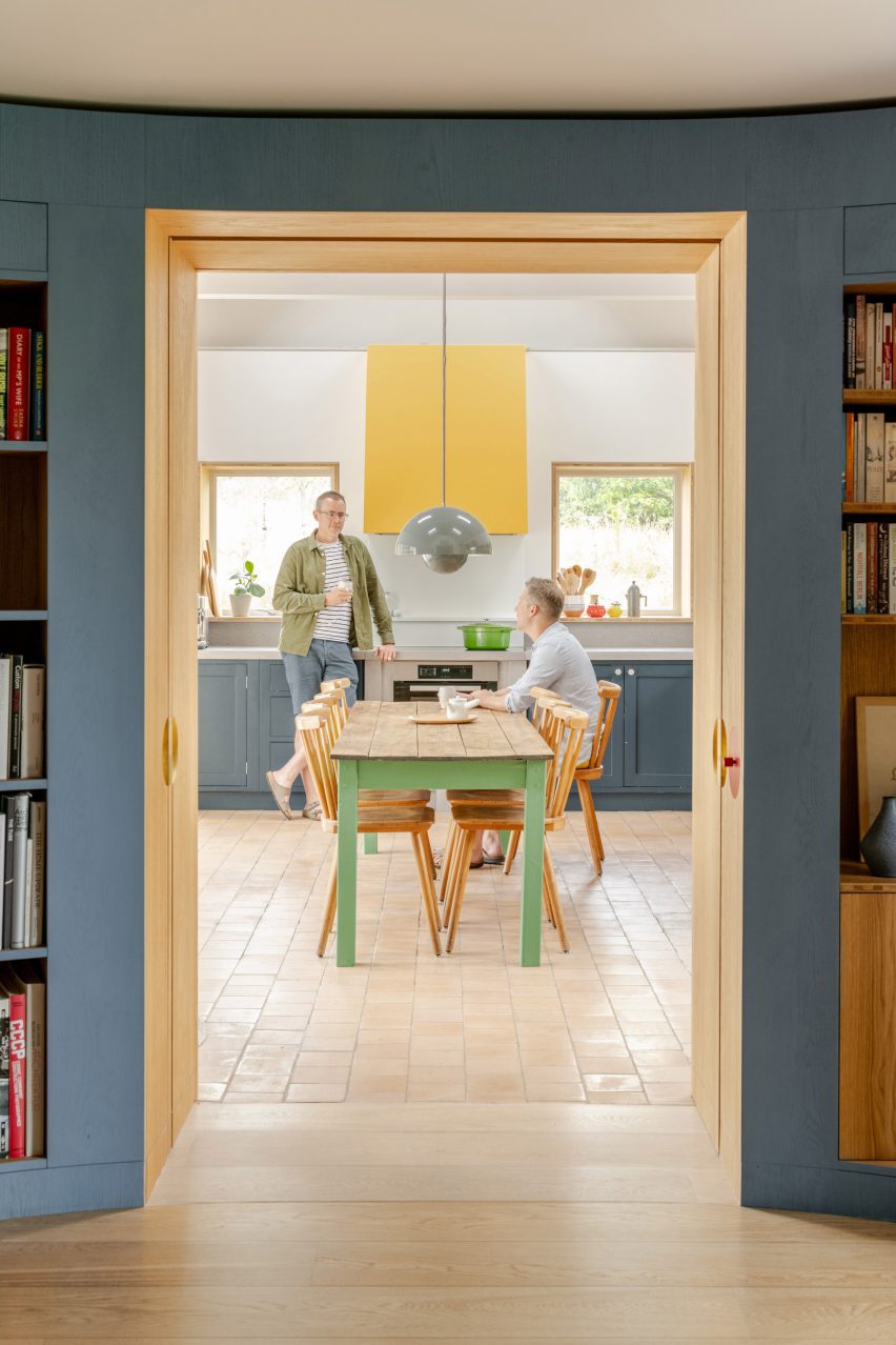 Farmhouse kitchen with green table