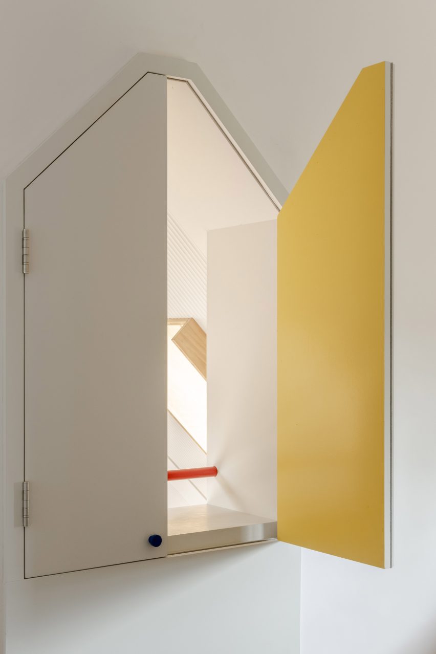 Internal window opening with yellow door