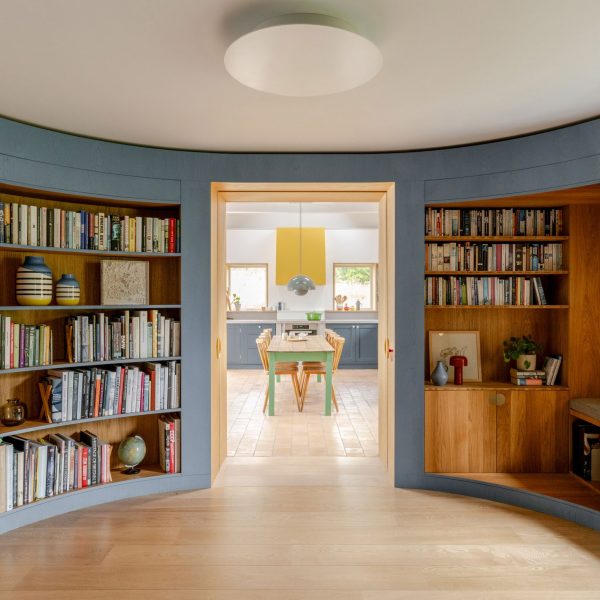 A Place in the Country library room and kitchen