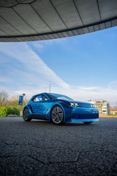 Blue electric car