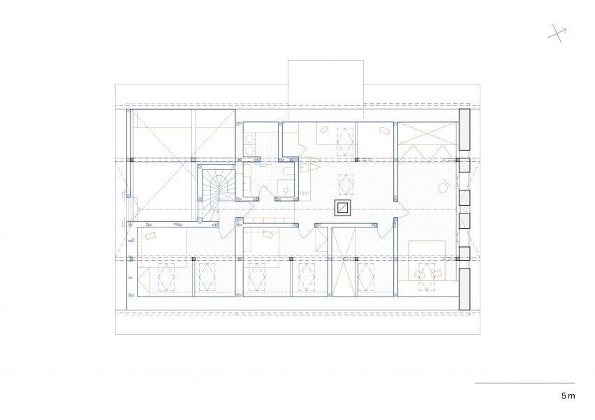 First floor plan of Borová Lada Cottage by Studio Plyš
