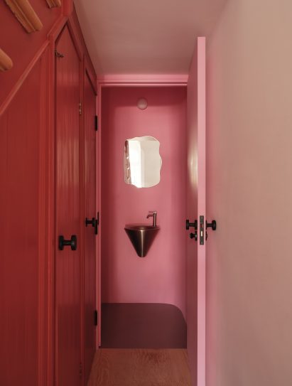 Pink bathroom at home updated by CAN