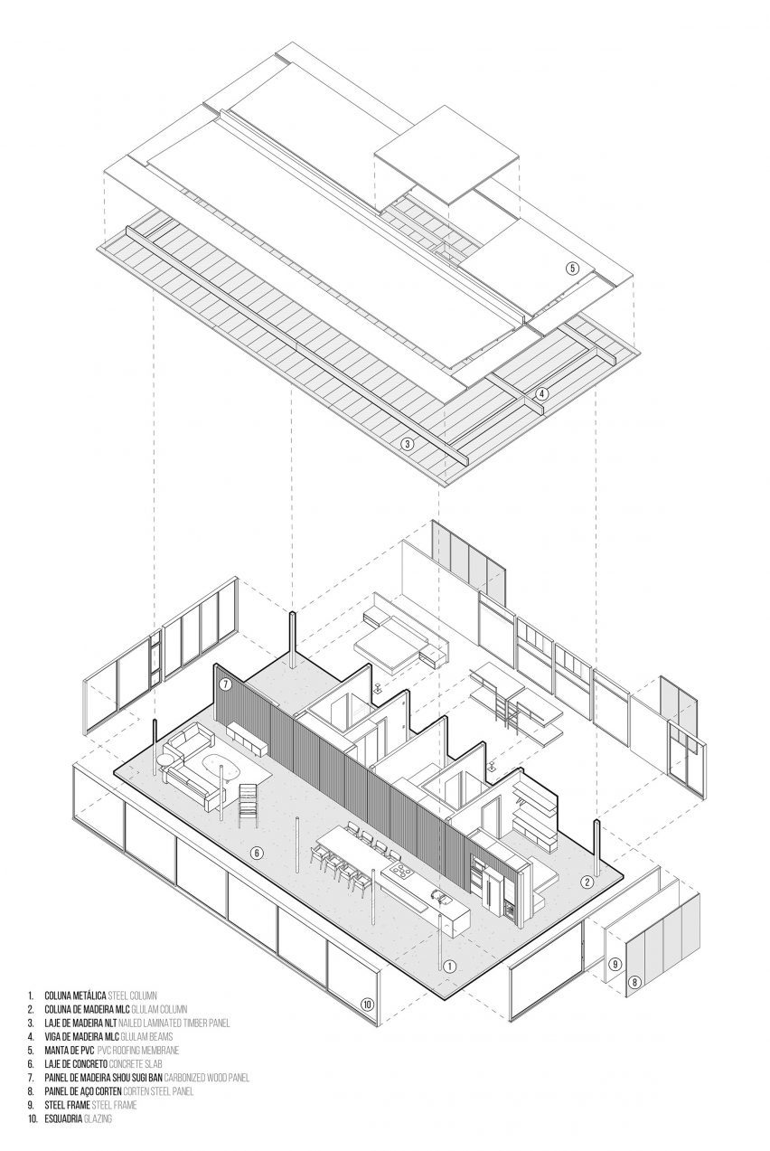 Exploded axonometric drawing