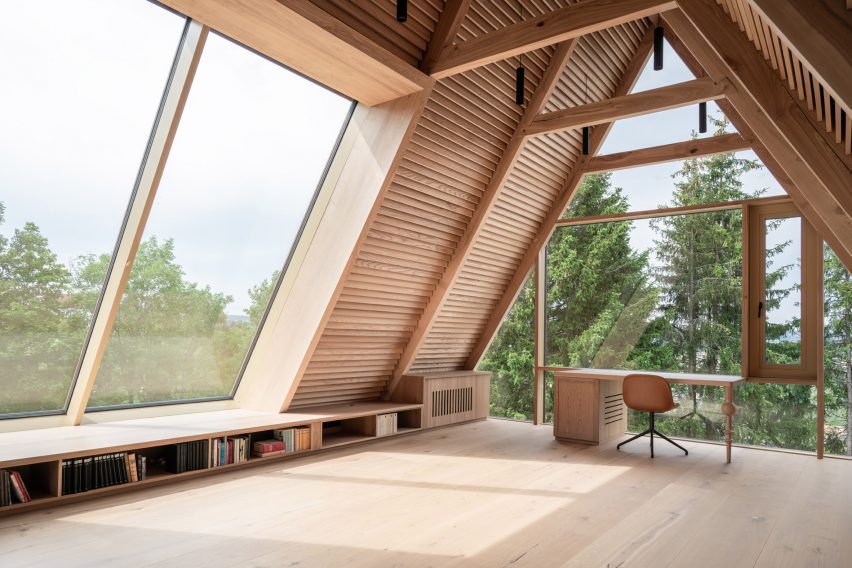 Study space under pitched roof