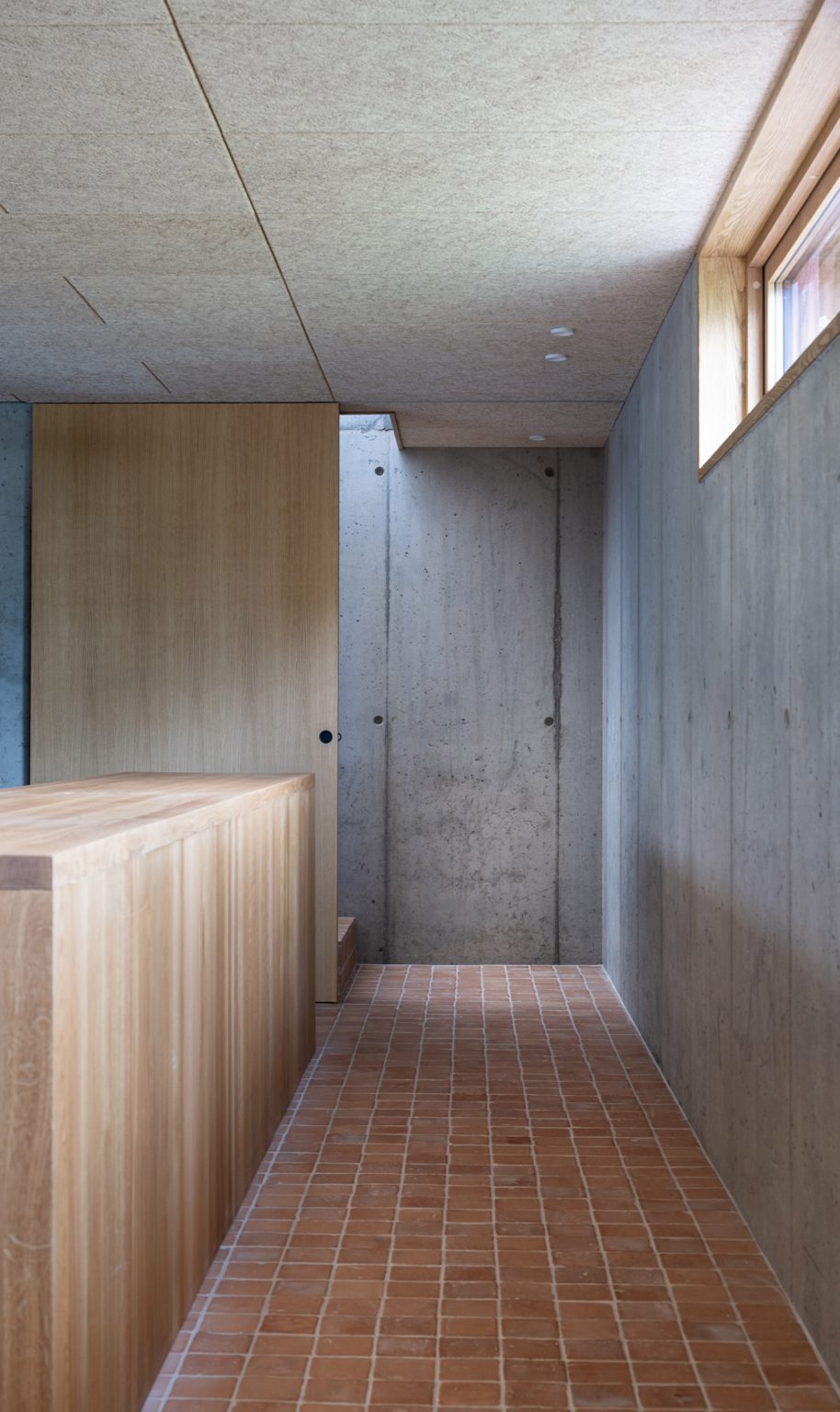 Concrete brick and timber passageway