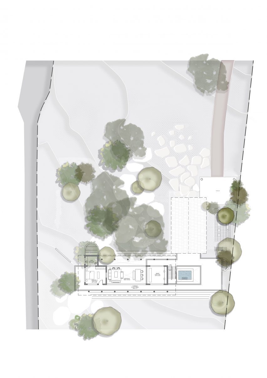 First floor plan of House by the Grove in India by Taliesyn