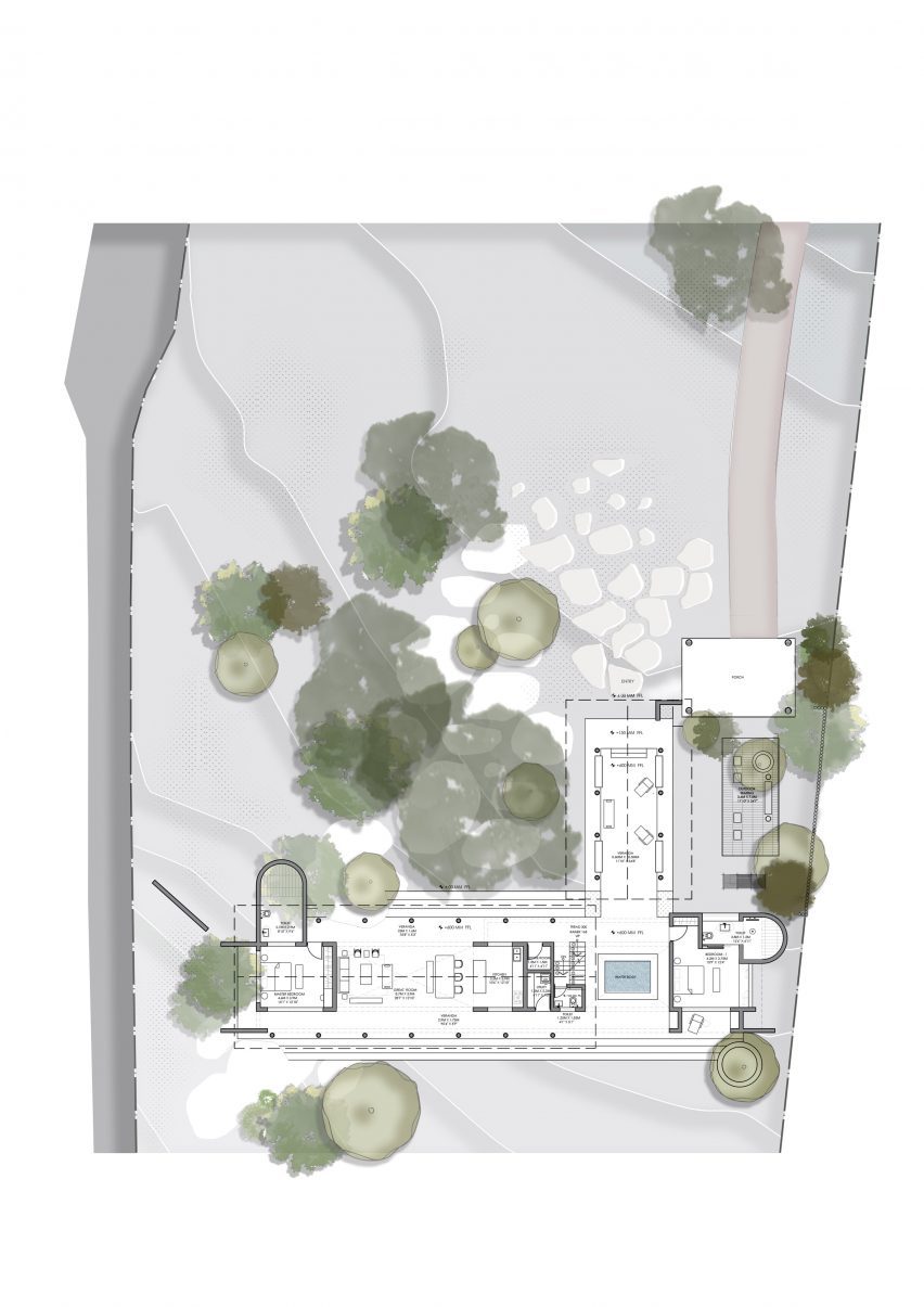 Ground floor plan of House by the Grove in India by Taliesyn