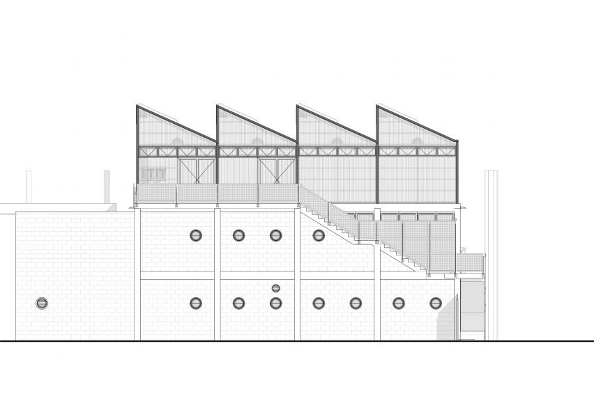 Elevation of Soweto Caracas Community Centre by Empower