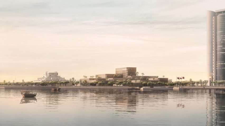 Government building in Qatar seen from water