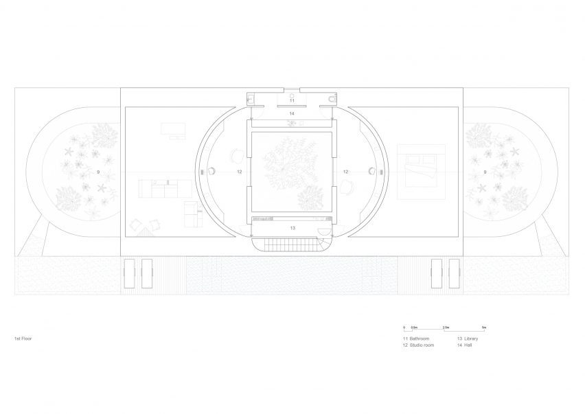 First floor plan of House for Two Musicians by Atelier Matteo Arnone