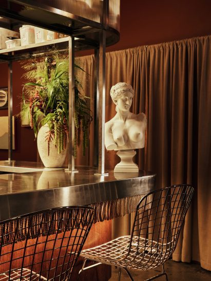 Metallic bar within Tom's Pasta