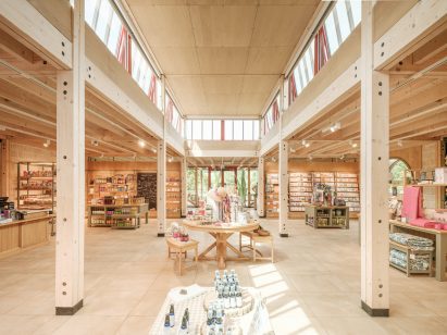 Timber interior of Ightham Mote visitor centre by Reed Watts