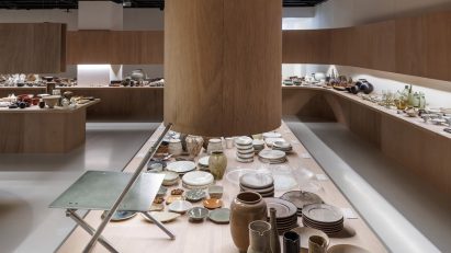 Craft and design products on display on wooden table