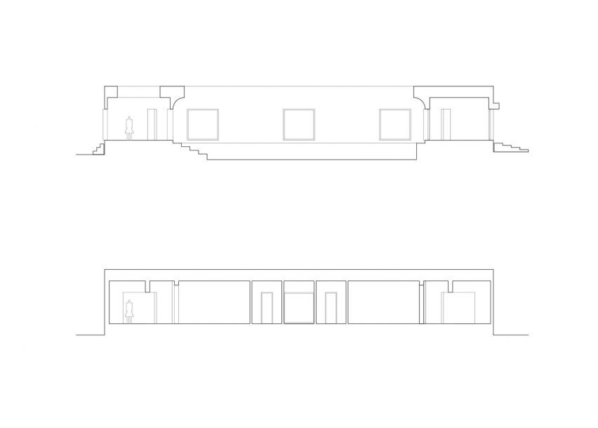 Long sections for Lima House by Pezo von Ellrichshausen