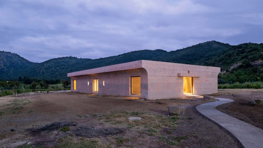 Night view of Lima House by Pezo von Ellrichshausen