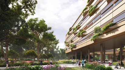 Render of a healthcare facility in Italy by Zaha Hadid Architects