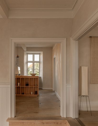 Wooden coffee counter in Danish gallery
