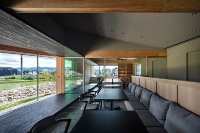 Interior view of wooden working area in Japan