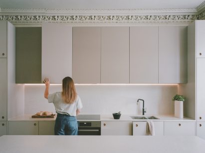 Original cornicing in the Catalog House kitchen