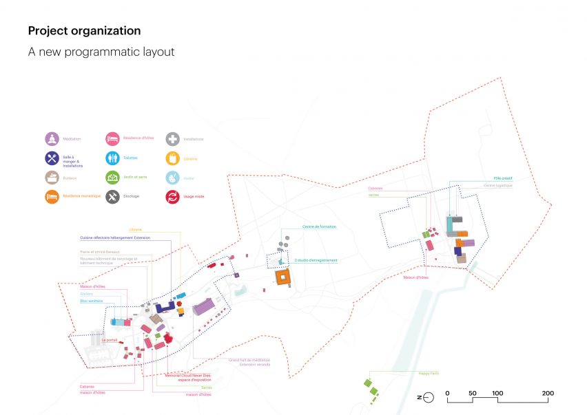 Upper hamlet masterplan at the Plum Village Buddhist Monastery by MVRDV