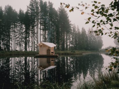 View towards Watercave sauna in Norway