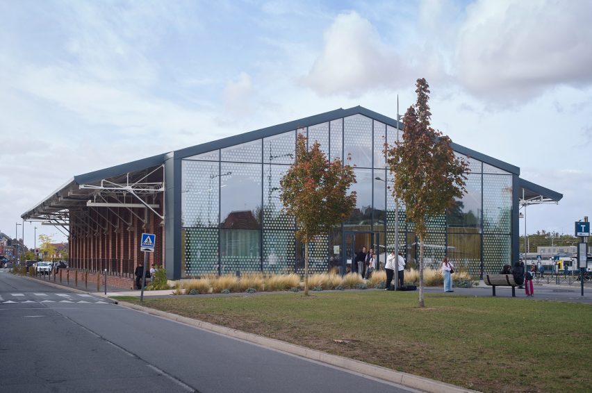 Glass exterior wall of school France